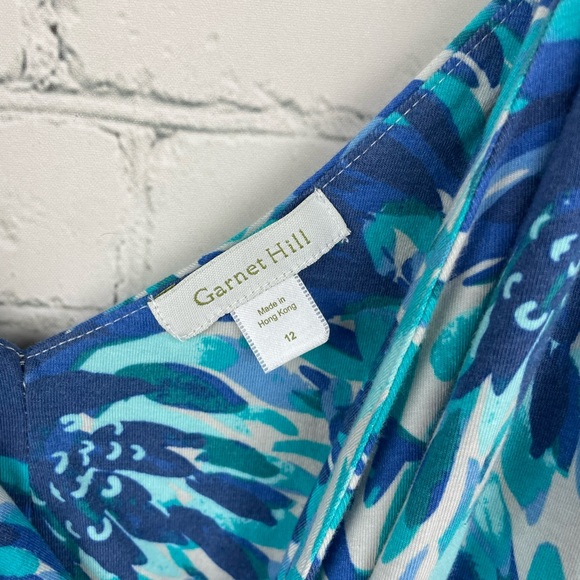 GARNET HILL Floral Sleeveless Faux Wrap Knit Cotton Blend Maxi Dress size 12 - Picture 6 of 9